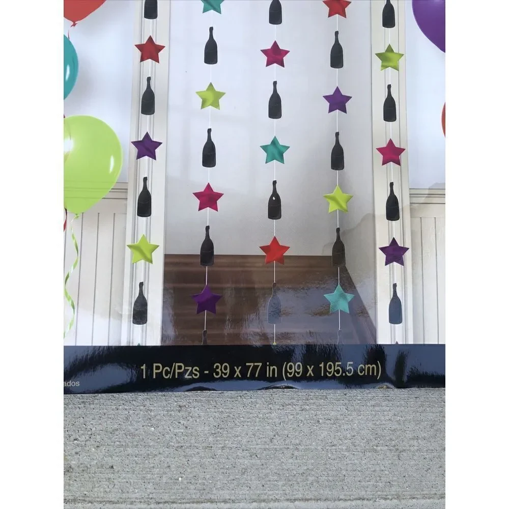 New Year’s Eve Countdown to Midnight Doorway Curtain Jewel Tones 39”x77”